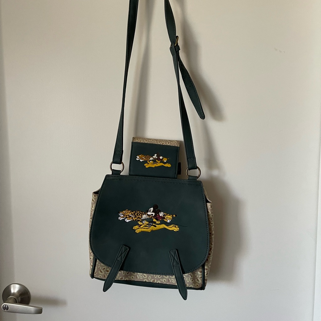 Loungefly Dark Green Crossbody Bag With Embroidery Loungefly Dark Green Crossbody Bag With Embroidery